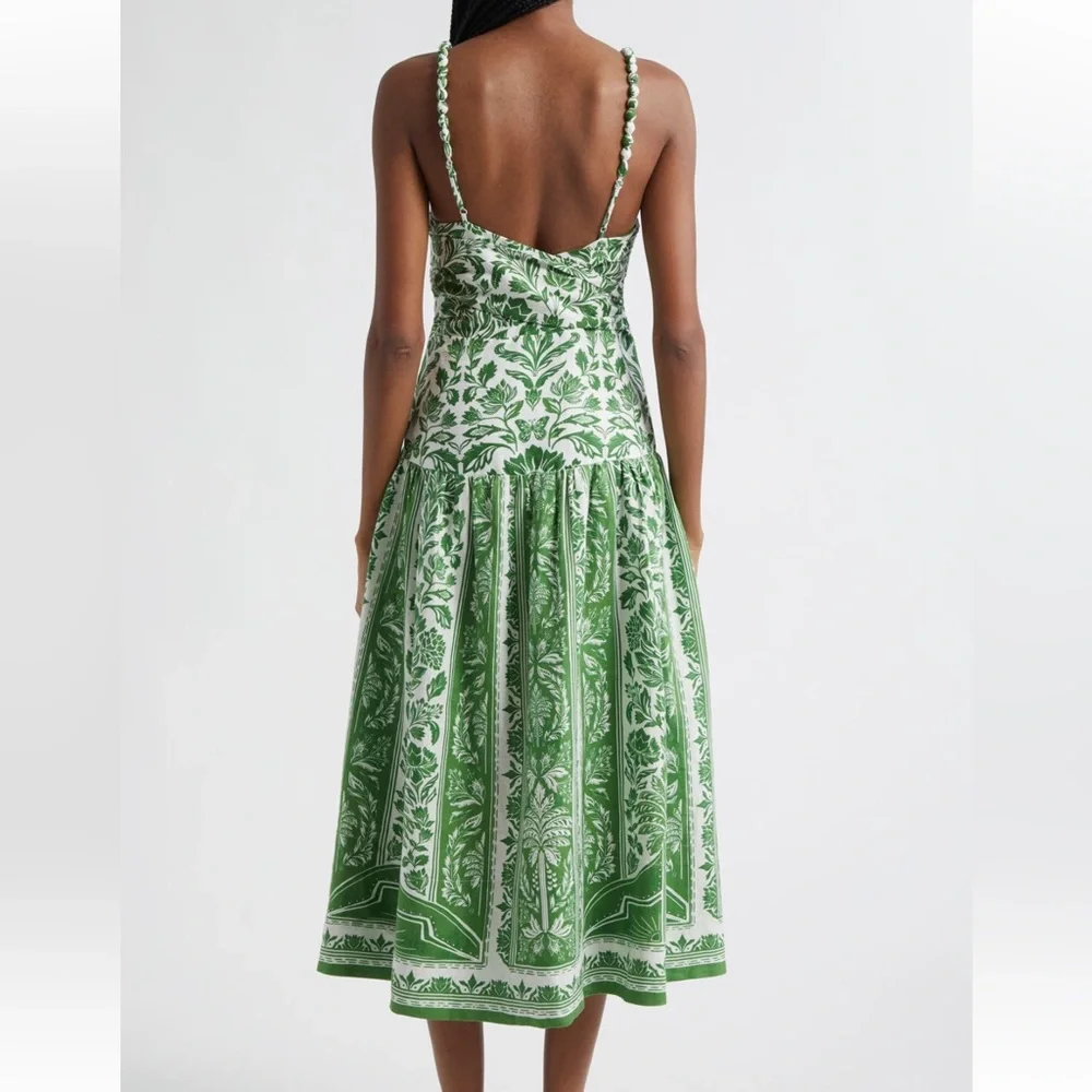 FARM Rio Delicate Tapestry Midi Dress - Midi Green & White Dress - Picture 2 of 5